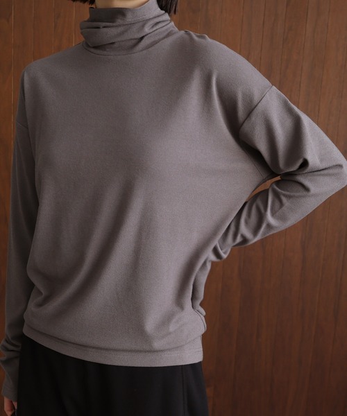 DESCENTE タートルネックシャツ M グレー セール】メリノクレープジャージー調タートルネックトップス（Tシャツ