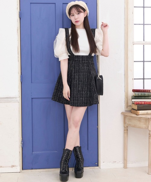 TITTY&CO.（ティティーアンドコー）の「【TITTY&CO.】異素材切替ニットトップス（ニット/セーター・レディース・ピンク/ブラック/ホワイト・FREE）」の7枚目の写真