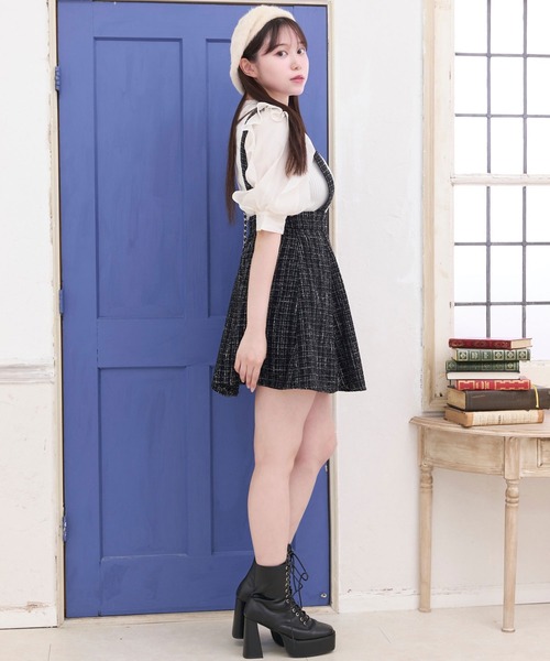 TITTY&CO.（ティティーアンドコー）の「【TITTY&CO.】異素材切替ニットトップス（ニット/セーター・レディース・ピンク/ブラック/ホワイト・FREE）」の10枚目の写真