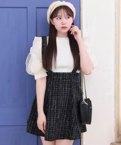 TITTY&CO.（ティティーアンドコー）の「【TITTY&CO.】異素材切替ニットトップス（ニット/セーター・レディース・ピンク/ブラック/ホワイト・FREE）」の12枚目の写真