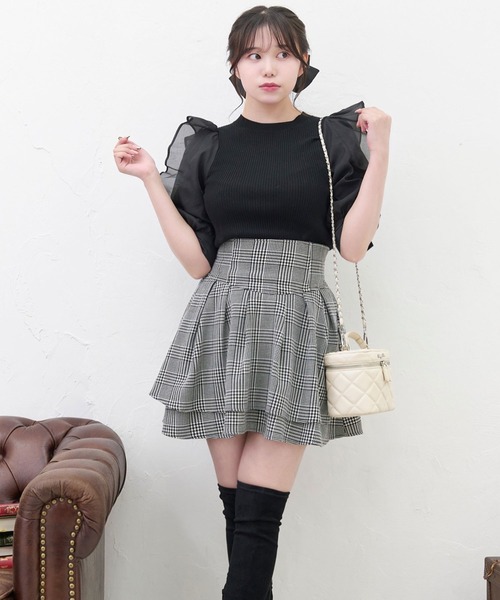 TITTY&CO.（ティティーアンドコー）の「【TITTY&CO.】異素材切替ニットトップス（ニット/セーター・レディース・ピンク/ブラック/ホワイト・FREE）」の15枚目の写真