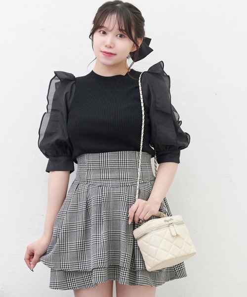 TITTY&CO.（ティティーアンドコー）の「【TITTY&CO.】異素材切替ニットトップス（ニット/セーター・レディース・ピンク/ブラック/ホワイト・FREE）」の16枚目の写真