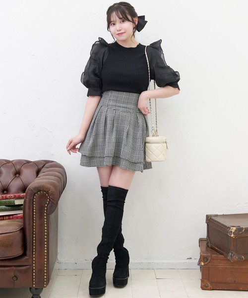 TITTY&CO.（ティティーアンドコー）の「【TITTY&CO.】異素材切替ニットトップス（ニット/セーター・レディース・ピンク/ブラック/ホワイト・FREE）」の17枚目の写真