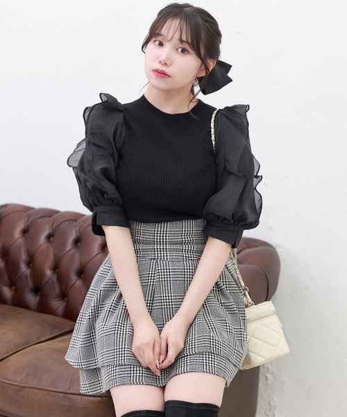 TITTY&CO.（ティティーアンドコー）の「【TITTY&CO.】異素材切替ニットトップス（ニット/セーター・レディース・ピンク/ブラック/ホワイト・FREE）」の18枚目の写真