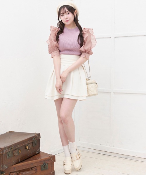 TITTY&CO.（ティティーアンドコー）の「【TITTY&CO.】異素材切替ニットトップス（ニット/セーター・レディース・ピンク/ブラック/ホワイト・FREE）」の21枚目の写真