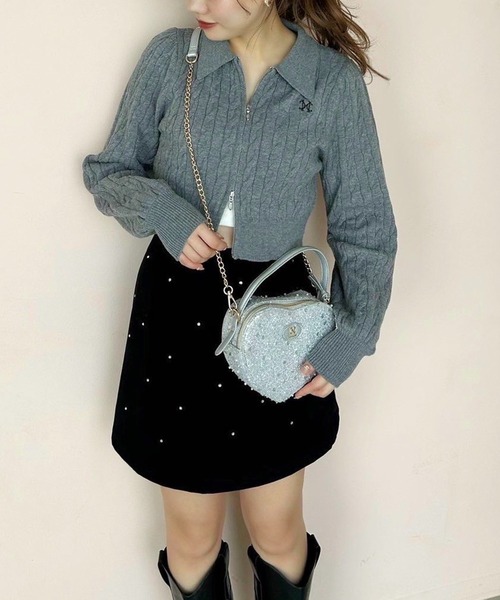 one after another NICE CLAUP（ワンアフターアナザーナイスクラップ）の「ハートエンブレム付きバッグ（ショルダーバッグ・レディース・シルバー/ブラック/ピンク・FREE）」の18枚目の写真