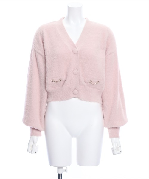 clear(クリア)の「ビット付きシャギーカーディガン≪STAY MOTION≫(ニット/セーター・レディース・ピンク/アイボリー/ライトグレー/ライトピンク/イエロー・F)」の5枚目の写真