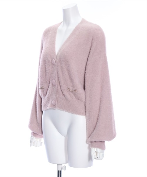 clear(クリア)の「ビット付きシャギーカーディガン≪STAY MOTION≫(ニット/セーター・レディース・ピンク/アイボリー/ライトグレー/ライトピンク/イエロー・F)」の9枚目の写真