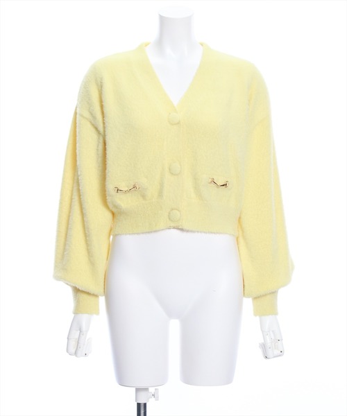 clear(クリア)の「ビット付きシャギーカーディガン≪STAY MOTION≫(ニット/セーター・レディース・ピンク/アイボリー/ライトグレー/ライトピンク/イエロー・F)」の8枚目の写真