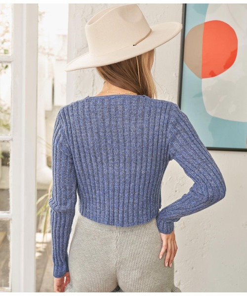 anap mimpi（アナップミンピ）の「MIXニットリブスピンドルショートトップス（ニット/セーター・レディース・イエロー/ライトグレー/ネイビー・FREE）」の14枚目の写真