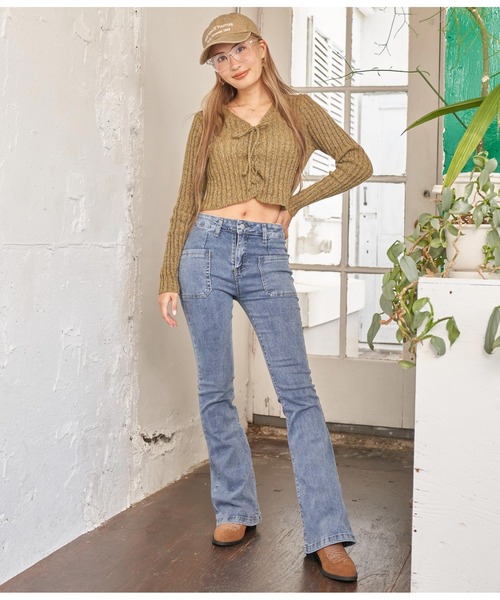 anap mimpi（アナップミンピ）の「MIXニットリブスピンドルショートトップス（ニット/セーター・レディース・イエロー/ライトグレー/ネイビー・FREE）」の20枚目の写真