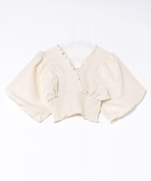 EMODA（エモダ）の「SHIRRING MINI TOP（Tシャツ/カットソー・レディース・ブルー/オレンジ/その他/ホワイト・FREE）」の2枚目の写真