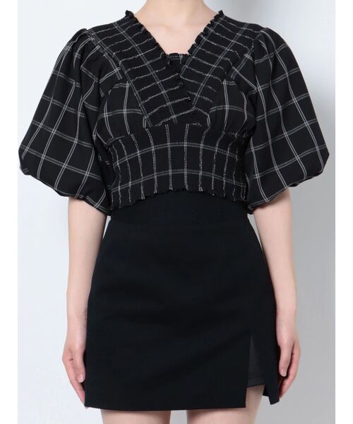 EMODA（エモダ）の「SHIRRING MINI TOP（Tシャツ/カットソー・レディース・ブルー/オレンジ/その他/ホワイト・FREE）」の4枚目の写真