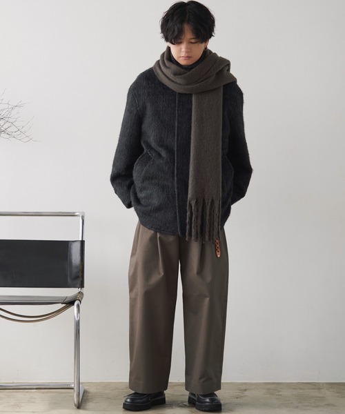 WYM LIDNM(ウィム バイ リドム)の「BLUSHED FLUFFY LONG MUFFLER(マフラー・メンズ・ブルー/ライム/レッド/アッシュブラウン・FREE)」の5枚目の写真