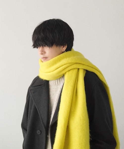 WYM LIDNM(ウィム バイ リドム)の「BLUSHED FLUFFY LONG MUFFLER(マフラー・メンズ・ブルー/ライム/レッド/アッシュブラウン・FREE)」の7枚目の写真