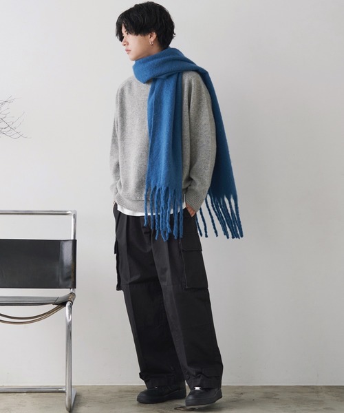 WYM LIDNM(ウィム バイ リドム)の「BLUSHED FLUFFY LONG MUFFLER(マフラー・メンズ・ブルー/ライム/レッド/アッシュブラウン・FREE)」の13枚目の写真