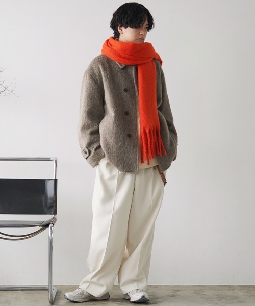 WYM LIDNM(ウィム バイ リドム)の「BLUSHED FLUFFY LONG MUFFLER(マフラー・メンズ・ブルー/ライム/レッド/アッシュブラウン・FREE)」の16枚目の写真