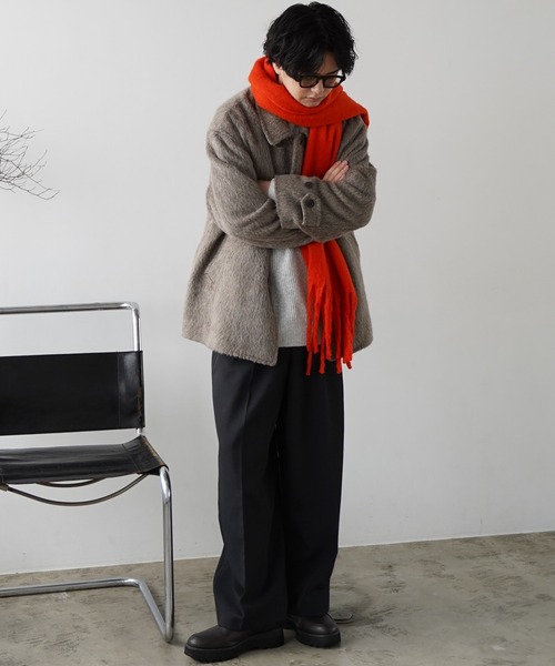 WYM LIDNM(ウィム バイ リドム)の「BLUSHED FLUFFY LONG MUFFLER(マフラー・メンズ・ブルー/ライム/レッド/アッシュブラウン・FREE)」の21枚目の写真