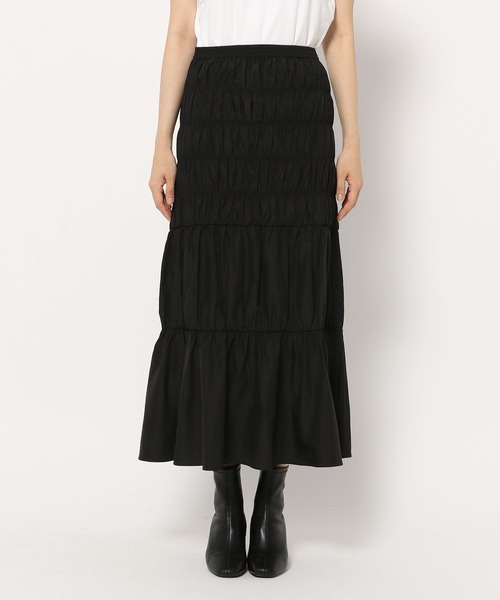 LOWRYS FARM（ローリーズファーム）の「シャーリングフレアスカート　982537（スカート・レディース・ブラック/カーキ/アイボリー・FREE）」の15枚目の写真