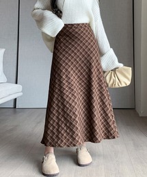 グレンチェックロングスカート