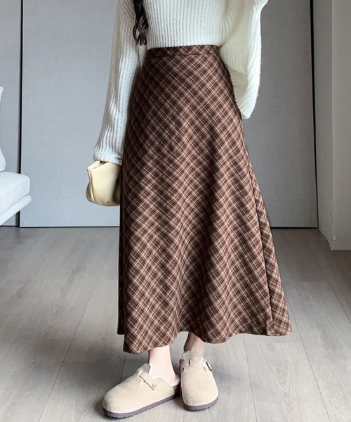 Doux Belle（ドゥーベル）の「グレンチェックロングスカート（スカート・レディース・ブラック/ブラウン系その他・MEDIUM）」の12枚目の写真