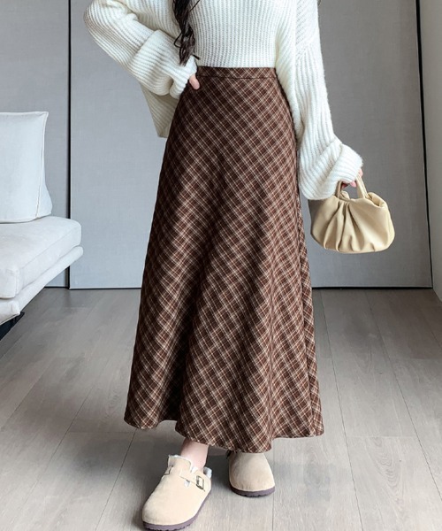 Doux Belle（ドゥーベル）の「グレンチェックロングスカート（スカート・レディース・ブラック/ブラウン系その他・MEDIUM）」の13枚目の写真