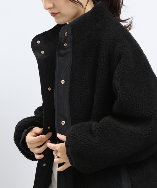 GLOBAL WORK Smile Seed Store（グローバルワーク スマイルシードストア）の「リバーシブルボアロングブルゾン/968527（ブルゾン・レディース・ベージュ/ダークグリーン/ブラック・LARGE/SMALL/MEDIUM/X-LARGE）」の11枚目の写真