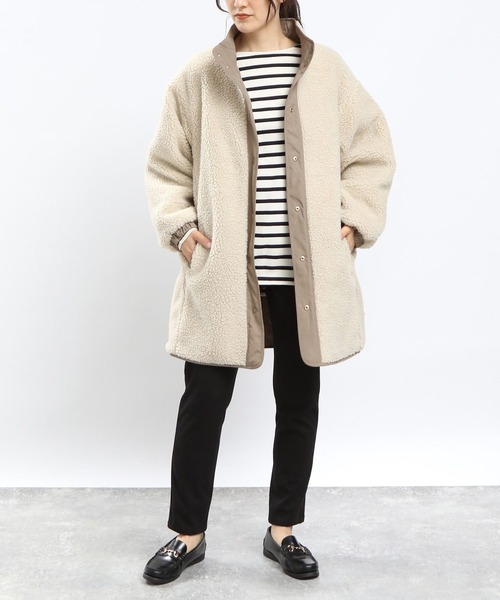 GLOBAL WORK Smile Seed Store（グローバルワーク スマイルシードストア）の「リバーシブルボアロングブルゾン/968527（ブルゾン・レディース・ベージュ/ダークグリーン/ブラック・LARGE/SMALL/MEDIUM/X-LARGE）」の18枚目の写真