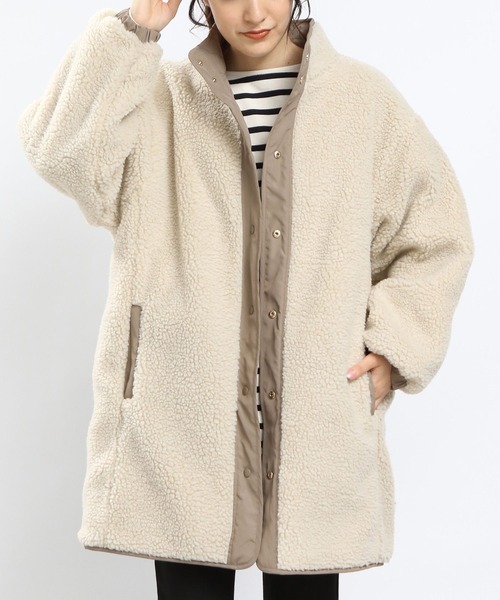 GLOBAL WORK Smile Seed Store（グローバルワーク スマイルシードストア）の「リバーシブルボアロングブルゾン/968527（ブルゾン・レディース・ベージュ/ダークグリーン/ブラック・LARGE/SMALL/MEDIUM/X-LARGE）」の19枚目の写真