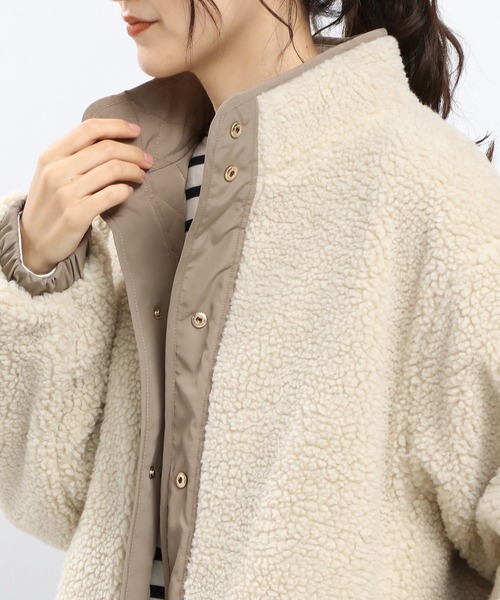 GLOBAL WORK Smile Seed Store（グローバルワーク スマイルシードストア）の「リバーシブルボアロングブルゾン/968527（ブルゾン・レディース・ベージュ/ダークグリーン/ブラック・LARGE/SMALL/MEDIUM/X-LARGE）」の21枚目の写真