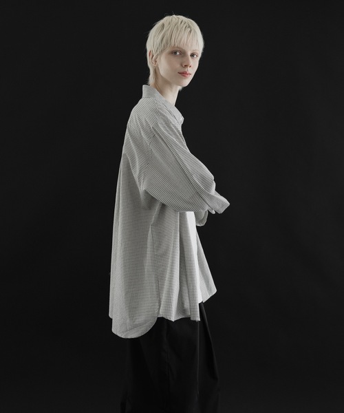 remer（リメール）の「loose regular collar over shirt / ルーズレギュラーカラーシャツ(half sleeve)（シャツ/ブラウス・メンズ・ホワイト系その他/ベージュ系その他/ブラック系その他・SMALL/MEDIUM/LARGE）」の8枚目の写真