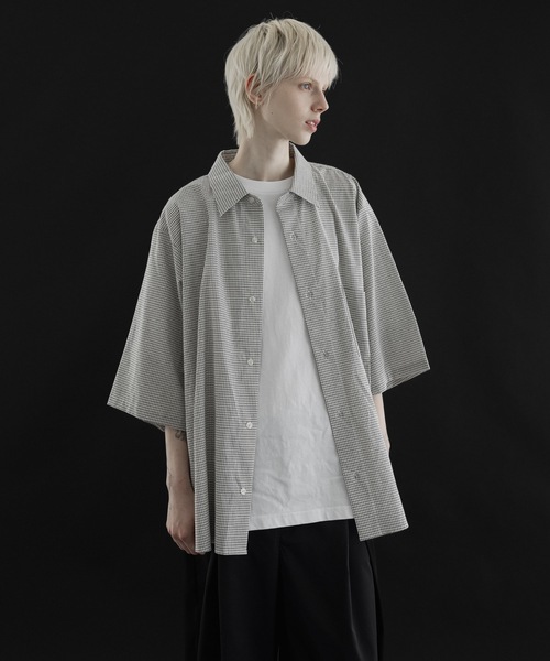remer（リメール）の「loose regular collar over shirt / ルーズレギュラーカラーシャツ(half sleeve)（シャツ/ブラウス・メンズ・ホワイト系その他/ベージュ系その他/ブラック系その他・SMALL/MEDIUM/LARGE）」の5枚目の写真