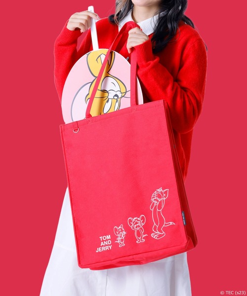 Tom&Jerry(トムアンドジェリー)の「【公式】TOM and JERRY 推しが尊い トートバッグ(トートバッグ・レディース・レッド/オレンジ/ブラック/ホワイト/ピンク/グリーン/イエロー/パープル/ブルー・FREE)」の8枚目の写真