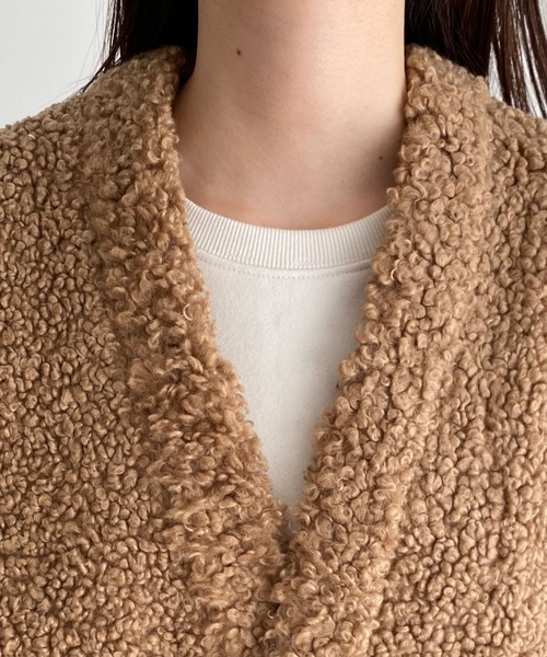 CANAL JEAN（キャナルジーン）の「RCW BLUE LABEL　フェイクムートンジャケット（ムートンコート・レディース・ベージュ/ブラウン・ONE SIZE）」の15枚目の写真