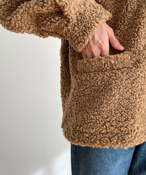 CANAL JEAN（キャナルジーン）の「RCW BLUE LABEL　フェイクムートンジャケット（ムートンコート・レディース・ベージュ/ブラウン・ONE SIZE）」の16枚目の写真