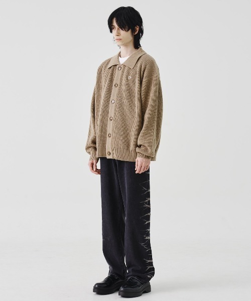 REON STUDIO（レオンスタジオ）の「【RE:ON STUDIO 】DESIGN BLEACH DENIM / 【レオンスタジオ】ブリーチデザインデニムパンツ（デニムパンツ・メンズ・ブラック/ベージュ・ONE SIZE）」の4枚目の写真