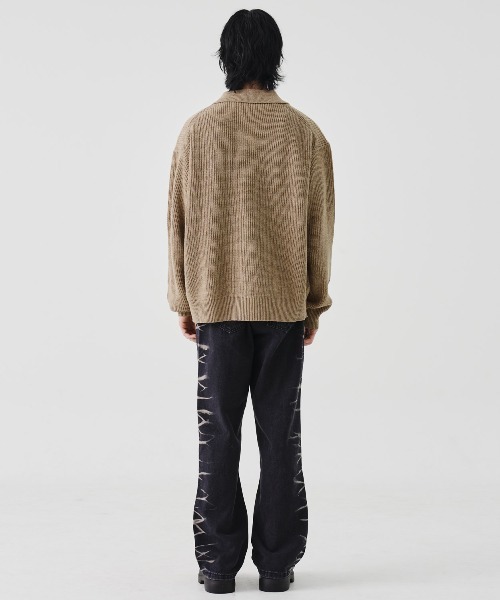 REON STUDIO（レオンスタジオ）の「【RE:ON STUDIO 】DESIGN BLEACH DENIM / 【レオンスタジオ】ブリーチデザインデニムパンツ（デニムパンツ・メンズ・ブラック/ベージュ・ONE SIZE）」の6枚目の写真