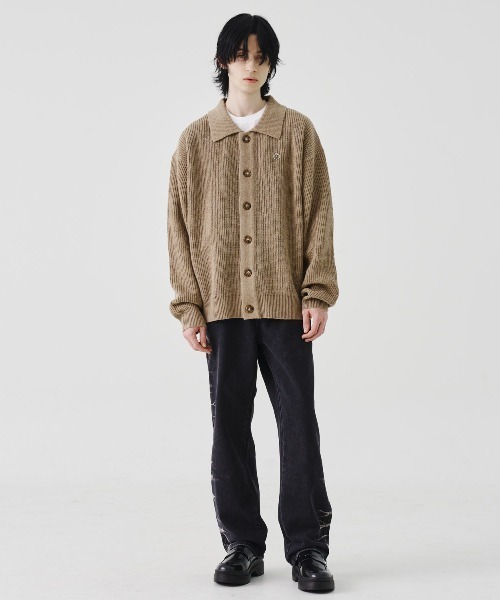 REON STUDIO（レオンスタジオ）の「【RE:ON STUDIO 】DESIGN BLEACH DENIM / 【レオンスタジオ】ブリーチデザインデニムパンツ（デニムパンツ・メンズ・ブラック/ベージュ・ONE SIZE）」の7枚目の写真