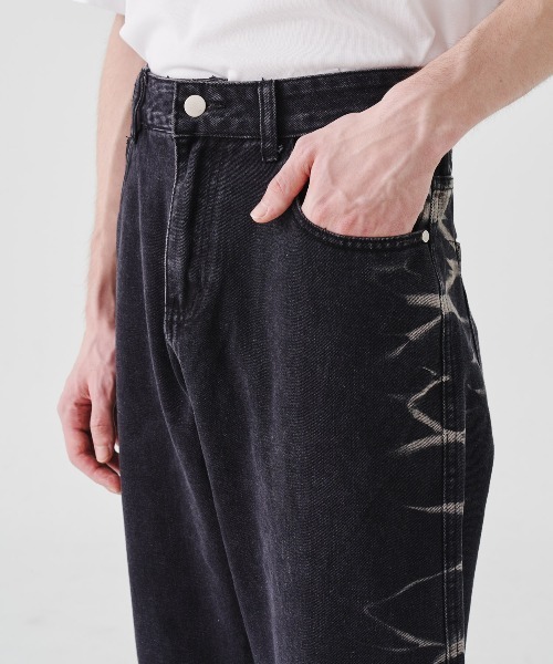 REON STUDIO（レオンスタジオ）の「【RE:ON STUDIO 】DESIGN BLEACH DENIM / 【レオンスタジオ】ブリーチデザインデニムパンツ（デニムパンツ・メンズ・ブラック/ベージュ・ONE SIZE）」の14枚目の写真