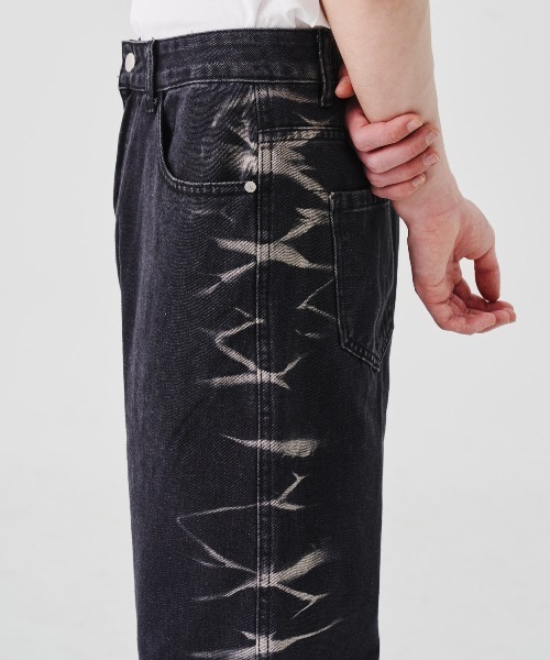 REON STUDIO（レオンスタジオ）の「【RE:ON STUDIO 】DESIGN BLEACH DENIM / 【レオンスタジオ】ブリーチデザインデニムパンツ（デニムパンツ・メンズ・ブラック/ベージュ・ONE SIZE）」の15枚目の写真