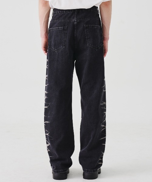 REON STUDIO（レオンスタジオ）の「【RE:ON STUDIO 】DESIGN BLEACH DENIM / 【レオンスタジオ】ブリーチデザインデニムパンツ（デニムパンツ・メンズ・ブラック/ベージュ・ONE SIZE）」の12枚目の写真