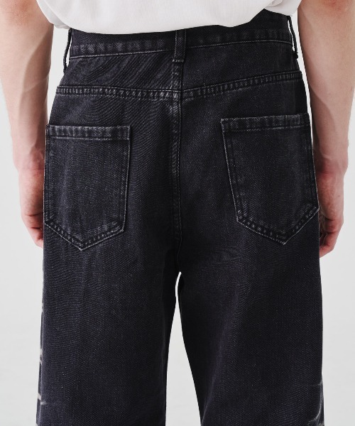 REON STUDIO（レオンスタジオ）の「【RE:ON STUDIO 】DESIGN BLEACH DENIM / 【レオンスタジオ】ブリーチデザインデニムパンツ（デニムパンツ・メンズ・ブラック/ベージュ・ONE SIZE）」の16枚目の写真