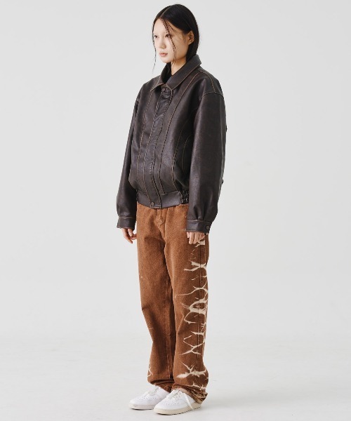 REON STUDIO（レオンスタジオ）の「【RE:ON STUDIO 】DESIGN BLEACH DENIM / 【レオンスタジオ】ブリーチデザインデニムパンツ（デニムパンツ・メンズ・ブラック/ベージュ・ONE SIZE）」の20枚目の写真