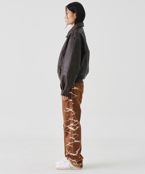 REON STUDIO（レオンスタジオ）の「【RE:ON STUDIO 】DESIGN BLEACH DENIM / 【レオンスタジオ】ブリーチデザインデニムパンツ（デニムパンツ・メンズ・ブラック/ベージュ・ONE SIZE）」の21枚目の写真