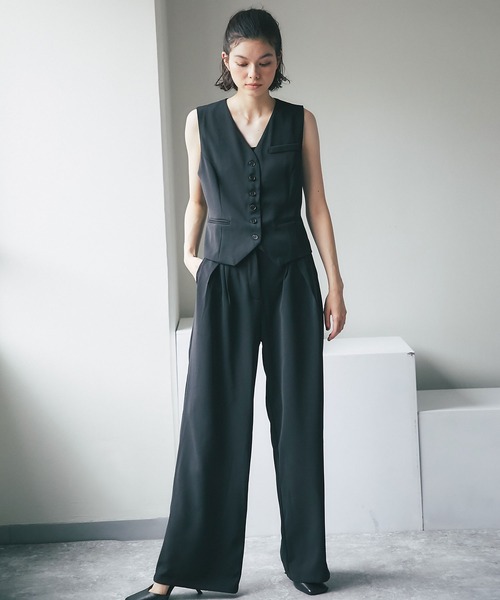 ANOTHER S（アナザーエス）の「ベスト＆ワイドパンツ2点セットアップ（スーツパンツ・レディース・ブラック・L/M/S）」の3枚目の写真