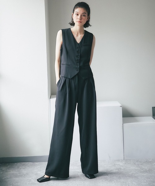 ANOTHER S（アナザーエス）の「ベスト＆ワイドパンツ2点セットアップ（スーツパンツ・レディース・ブラック・L/M/S）」の4枚目の写真