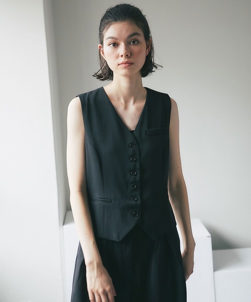 ANOTHER S（アナザーエス）の「ベスト＆ワイドパンツ2点セットアップ（スーツパンツ・レディース・ブラック・L/M/S）」の5枚目の写真