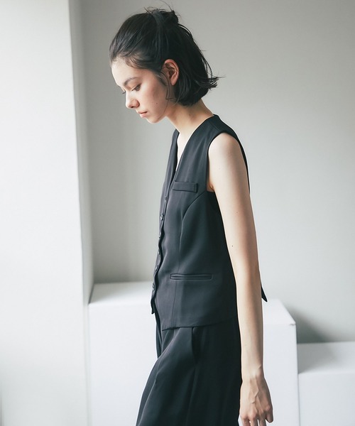 ANOTHER S（アナザーエス）の「ベスト＆ワイドパンツ2点セットアップ（スーツパンツ・レディース・ブラック・L/M/S）」の6枚目の写真