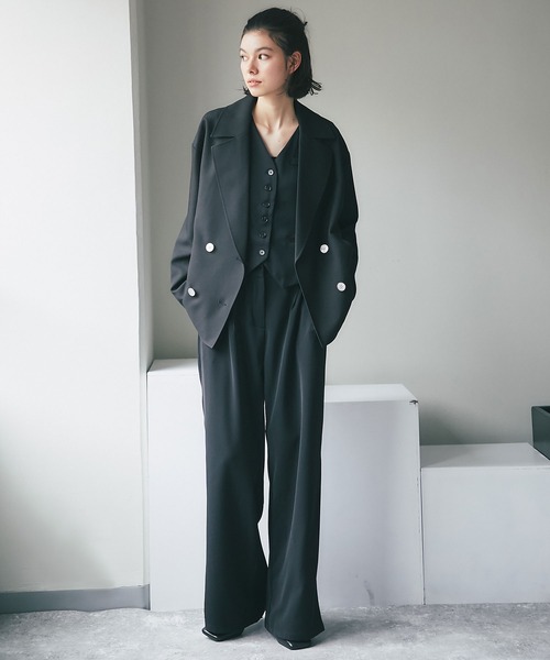 ANOTHER S（アナザーエス）の「ベスト＆ワイドパンツ2点セットアップ（スーツパンツ・レディース・ブラック・L/M/S）」の10枚目の写真