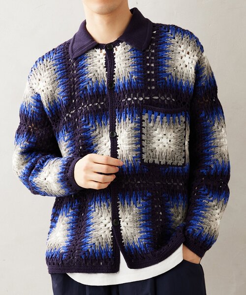 RELUME CALIFORNIA クロシェアミ ニットカーディガン　M JOURNAL STANDARD relume カーディガン CALIFORNIA クロシェアミ